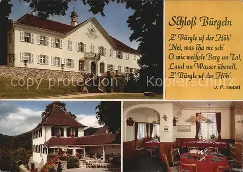 Kandern Schloss Buergeln Cafe Restaurant Gedicht J.P. Hebel Kat. Kandern