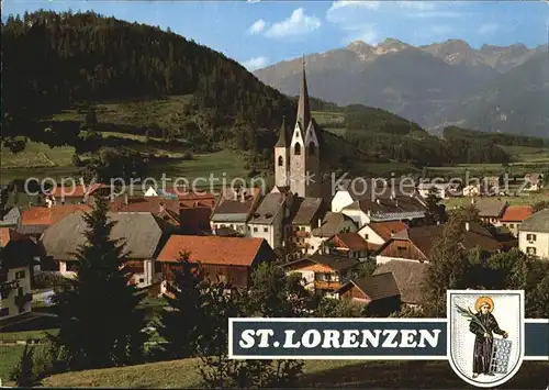 St Lorenzen Suedtirol Ortsansicht mit Kirche Alpen