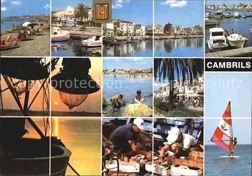 Cambrils Teilansichten Strand Hafen Fischmarkt Windsurfen Abendsonne Kat. Costa Dorada