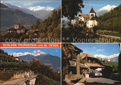 Dorf Tirol Schloss Thurnstein Wanderweg nach Algund Kat. Tirolo