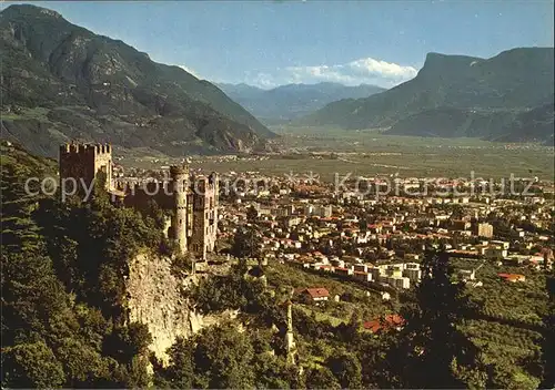 Dorf Tirol Brunnenburg gegen Meran und Etschtal Alpen Castel Fontana Kat. Tirolo