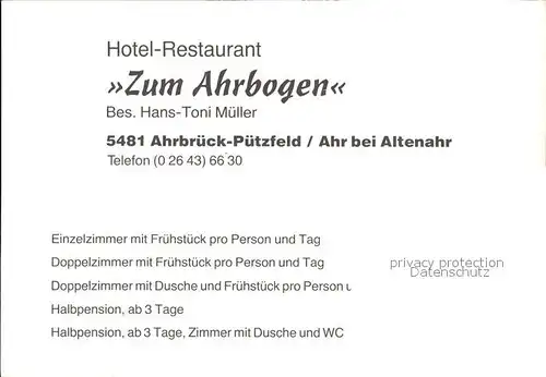 Puetzfeld Hotel Zum Ahrbogen Kat. Ahrbrueck