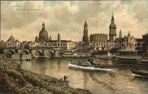 Dresden Dampfschiff Marienbruecke Kat. Dresden Elbe