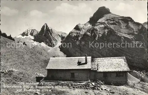 Schwyz Hohflaeschalp mit Bruennelstock Rossaelplispitz und Zindelspitze Kat. Schwyz