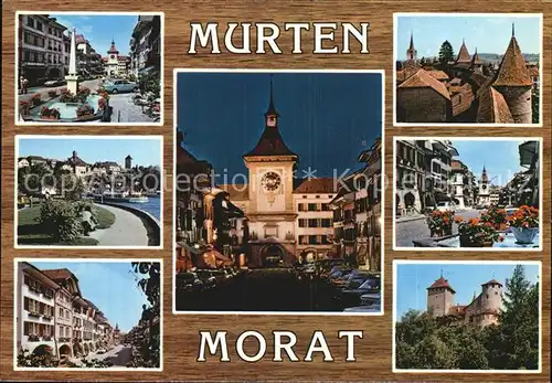 Murten Morat Brunnen Teilansicht Strasse Burg Kat. Murten