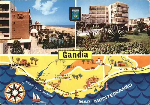 Gandia Hotel Strand Karte Kat. Gandia Costa del Azahar