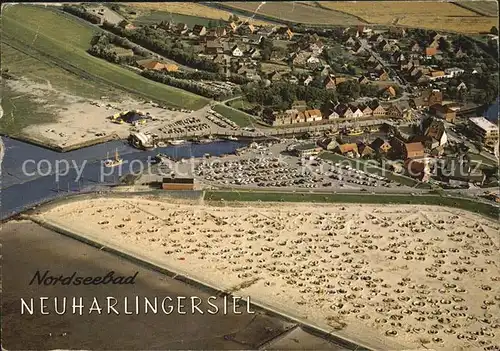 Neuharlingersiel Fliegeraufnahme mit Strand Hafen Kat. Neuharlingersiel