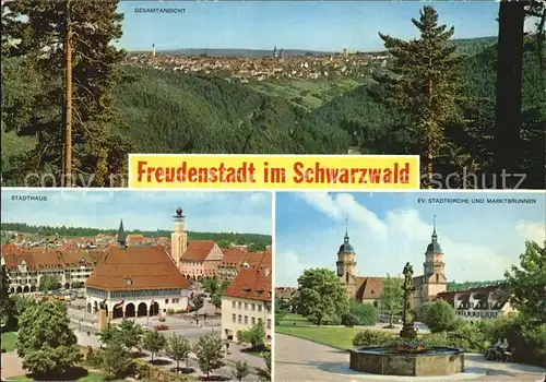 Freudenstadt Stadthaus Stadtkirche Brunnen Kat. Freudenstadt