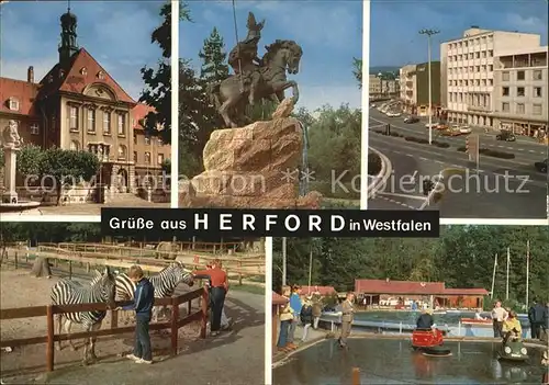 Herford Rathaus Wittekind Denkmal Berliner Platz Tierpark Kat. Herford