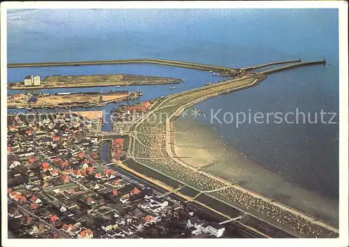 Buesum Nordseebad Fliegeraufnahme Strand und Hafen Kat. Buesum