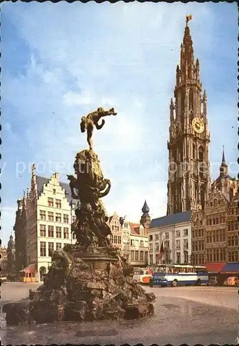 Anvers Antwerpen Dom und Brabo Denkmal Kat. 