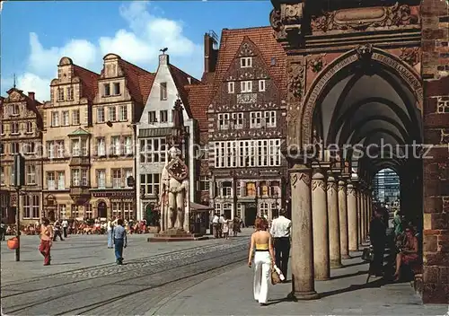 Bremen Marktplatz mit Roland Rathaus Arkaden Kat. Bremen