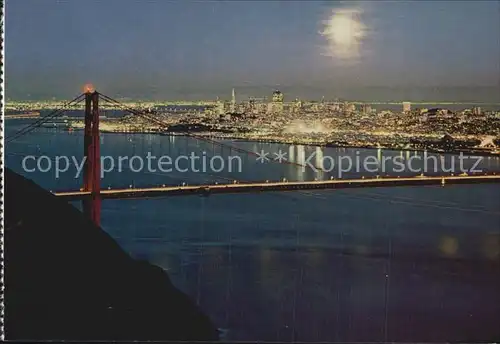 San Francisco California Golden Gate Bridge at moonlit night Kat. San Francisco