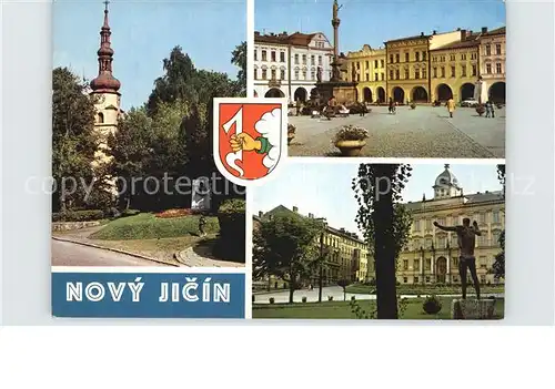 Novy Jicin Kirche Platz Brunnen Gebaeude Statue Kat. Neutitschein