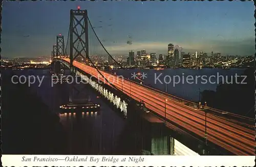 San Francisco California Oakland Bay Bridge at Night Kat. San Francisco