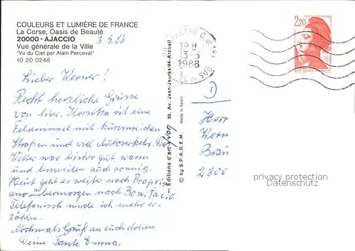 Ajaccio La Ville et le port vue aerienne Collection Couleurs et Lumiere de France Kat. Ajaccio