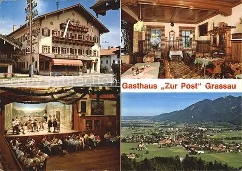 Grassau Chiemgau Gasthaus Zur Post Panorama Kaisergebirge Maibaum Kat. Grassau
