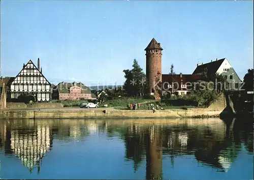 Holzminden Weser Blick zur Jugendherberge Turm Kat. Holzminden