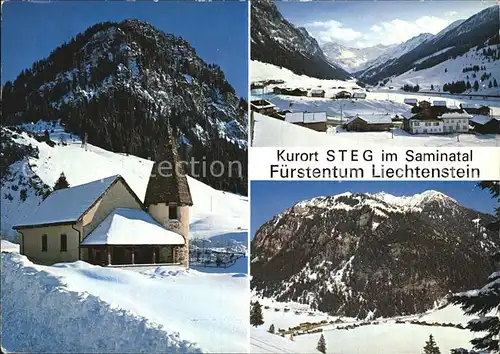 Steg Liechtenstein Panorama Saminatal Kapelle Alpen Kat. Liechtenstein