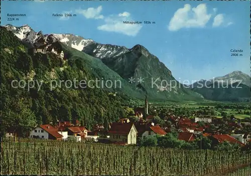 Vaduz Gesamtansicht mit Schloss Alpen Kat. Vaduz