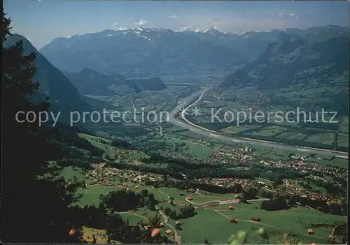 Gaflei Hoehenweg Suecka Rheintal Alpenpanorama Kat. Liechtenstein