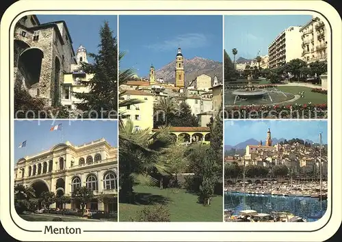 Menton Alpes Maritimes Palace de l Europe Hotel Yachthafen Park Brunnen Kat. Menton