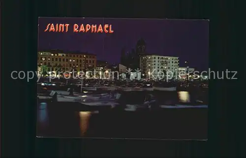 Saint Raphael Var Vue de nuit sur le port Nachtaufnahme Kat. Saint Raphael