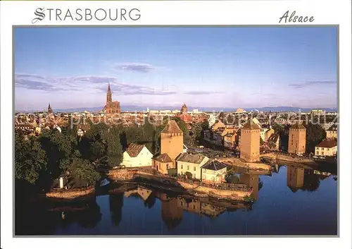 Strasbourg Alsace Les Ponts couverts Tours Cathedrale vue aerienne Kat. Strasbourg