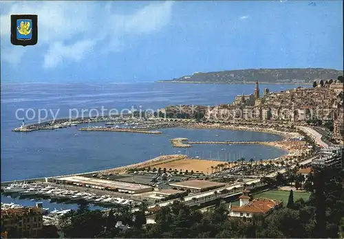 Menton Alpes Maritimes Vue generale Port dans le fond Cap Martin Kat. Menton