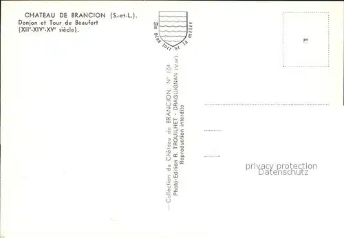 Brancion Chateau Donjon et Tour de Beaufort Kat. Martailly les Brancion