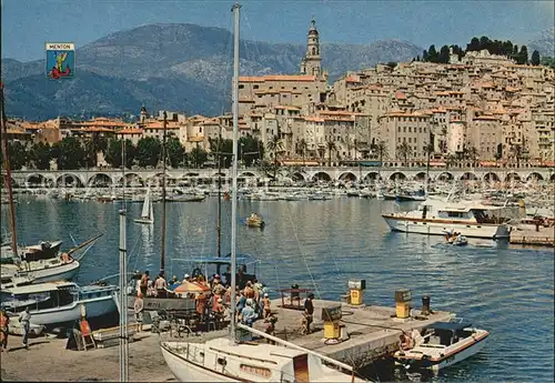 Menton Alpes Maritimes Le port et la vieille ville Yachthafen Cote d Azur Kat. Menton