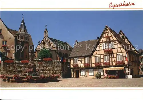 Eguisheim Haut Rhin Place Saint Leon Chateau Fontaine Altstadt Fachwerkhaeuser Kat. Eguisheim