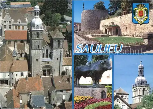Saulieu Basilique St Andoche Remparts Taureau de Francois Pompon Kat. Saulieu