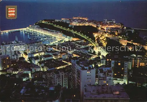 Monaco Le port et le rocher de nuit Kat. Monaco