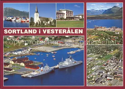 Sortland Vesteralen Fliegeraufnahmen Hafen Kirche