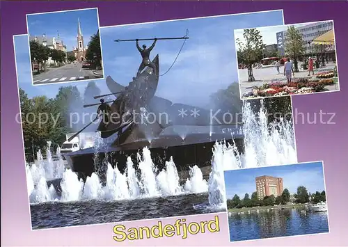 Sandefjord Teilansichten Monument Wasserspiele Kat. Sandefjord