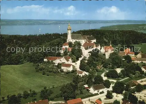 Ammersee Kloster Andechs Luftaufnahme Kat. Utting a.Ammersee