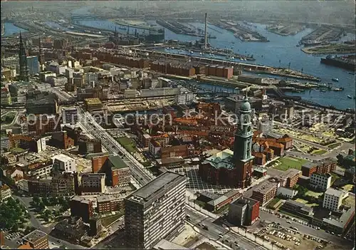 Hamburg Luftaufnahme Michel Hafen Kat. Hamburg