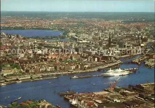 Hamburg PanoramaLuftaufnahme Hafen Stadt  Kat. Hamburg