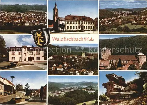 Waldfischbach Burgalben Panorama Kirche Burg Buntsandsteinfelsen Kat. Waldfischbach Burgalben