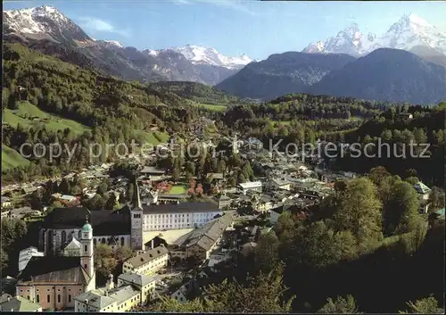 Berchtesgaden Markt mit Steinernem Meer und Watzmann Kat. Berchtesgaden