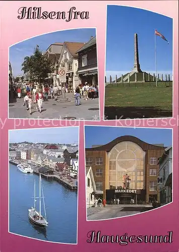 Haugesund Teilansichten Gedenkstaette Hafen Markthalle Kat. Haugesund