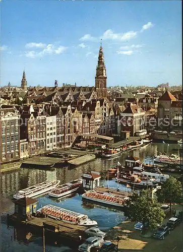 Amsterdam Niederlande Rondvaartboten bij Damrak Hafen Stadtblick Kat. Amsterdam