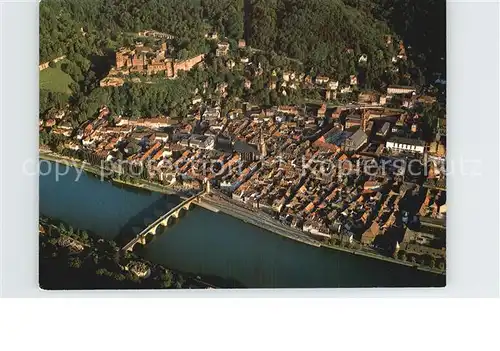 Heidelberg Neckar mit Schloss Fliegeraufnahme Kat. Heidelberg