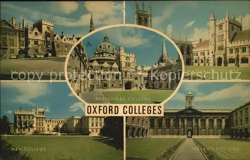 Oxford Oxfordshire Balliol  New  Queens  Magdalen  Brasenose College Kat. Oxford