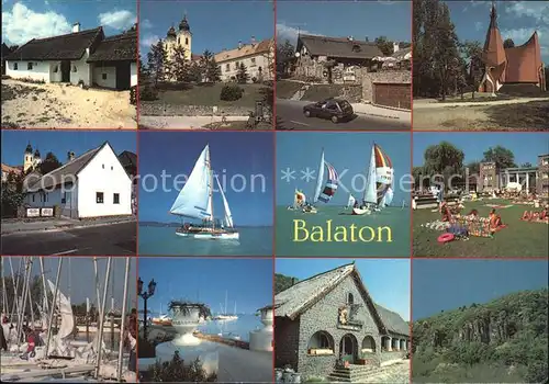 Balaton Plattensee Segelboot Kirche Teilansicht Hafen Badestelle Kat. Ungarn