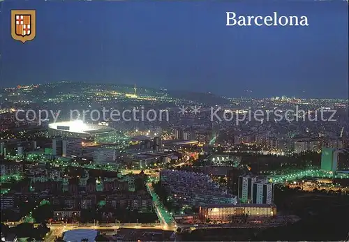 Barcelona Cataluna Panorama Nachtaufnahme Kat. Barcelona