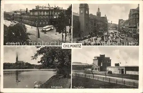 Chemnitz Hauptbahnhof Markt Schlossteich Flughafen Kat. Chemnitz