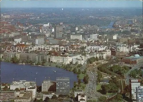 Hamburg Blick vom Fernsehturm auf Aussenalster und Kennedybruecke Kat. Hamburg