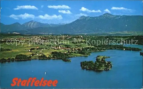 Staffelsee mit Seehausen Murnau und Ohlstadt Fliegeraufnahme Kat. Murnau a.Staffelsee